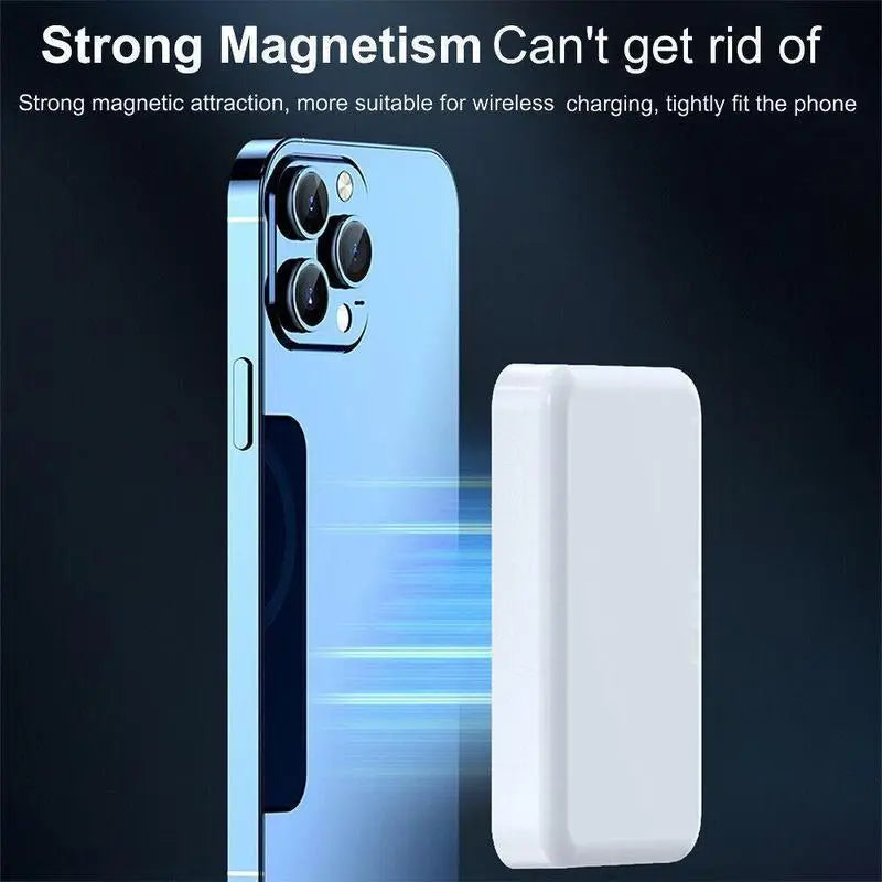 5000Mah Portable Wireless Power Bank, Compact Magnetic Portable Charger with USB-C Charging Support, Includes Magnetic Ring for Compatible Devices, Lightweight Battery Pack for Daily Travel Use
