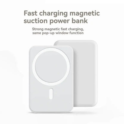 5000Mah Portable Wireless Power Bank, Compact Magnetic Portable Charger with USB-C Charging Support, Includes Magnetic Ring for Compatible Devices, Lightweight Battery Pack for Daily Travel Use